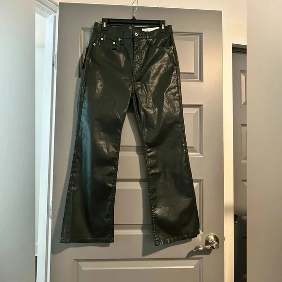 Rag & Bone Casey High-Rise Ankle Flare Coated Pine Grove NWT size 30 - Picture 3 of 10